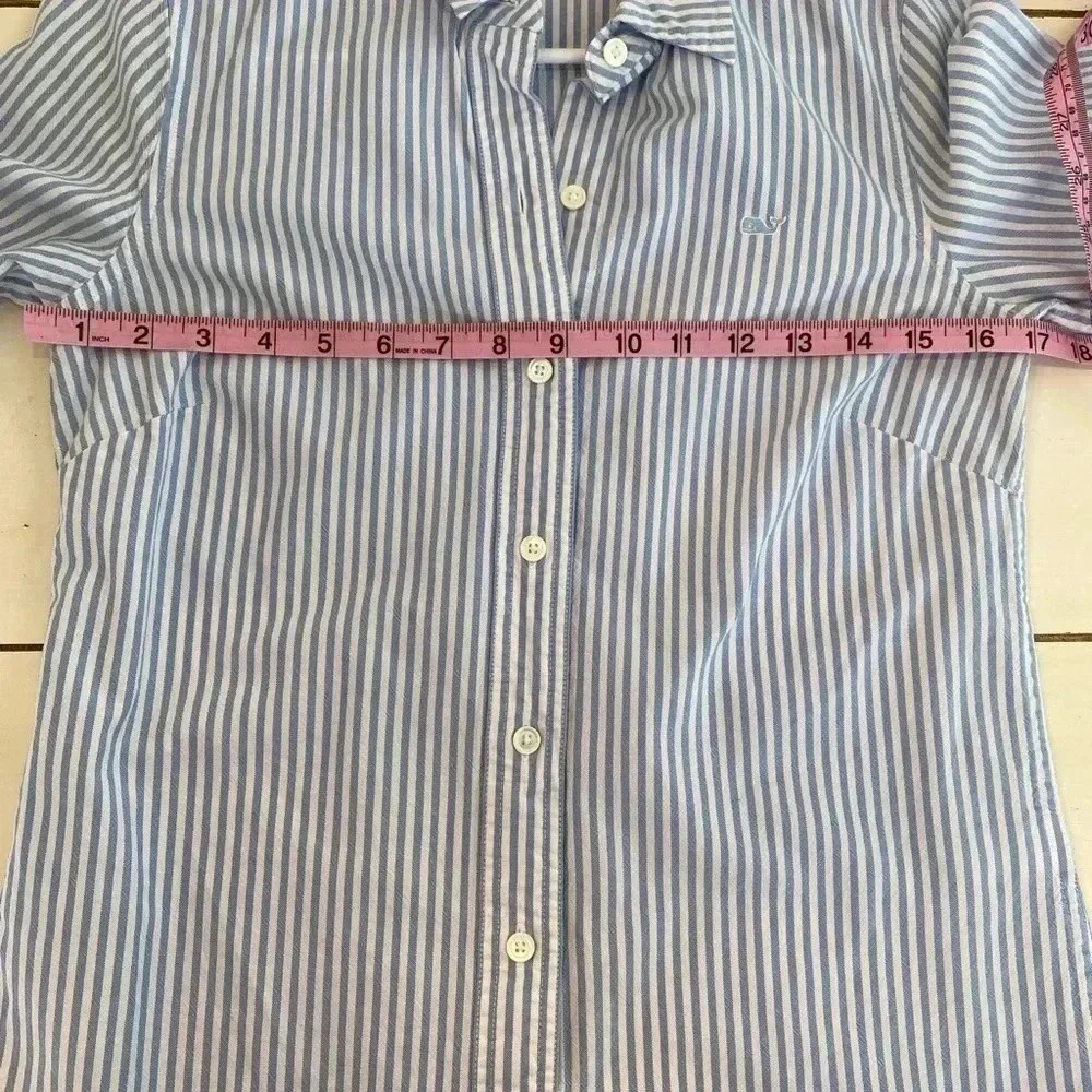 Vineyard Vines Stripe Button Down Shirt Women’s 0 Blue And White